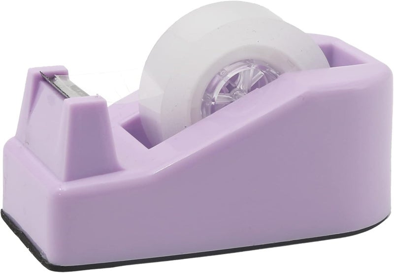 ROSEUP Desktop Tape Dispenser Heavy Duty Desk Accessories Floral Office Tape Dispensers, Weighted Non-Skid Base, Macaron Purple - Image 3